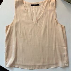 NWOT light pink / peach Quince washable stretch silk v neck tank, size S